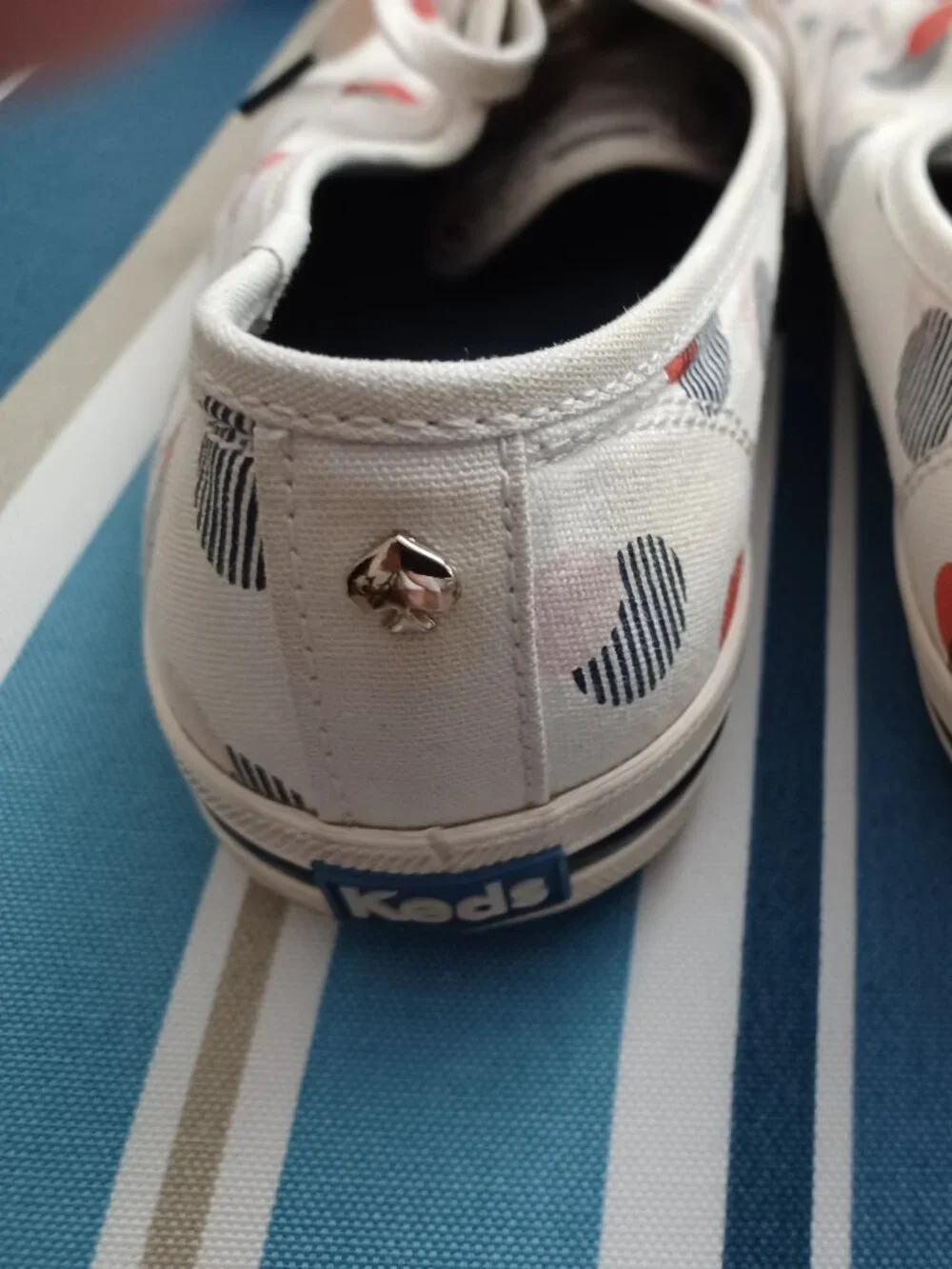 AUTH. KATE SPADE POLKA-A-DOT CANVAS TENNIS/SHOES/SNEAKERS SIZE 8